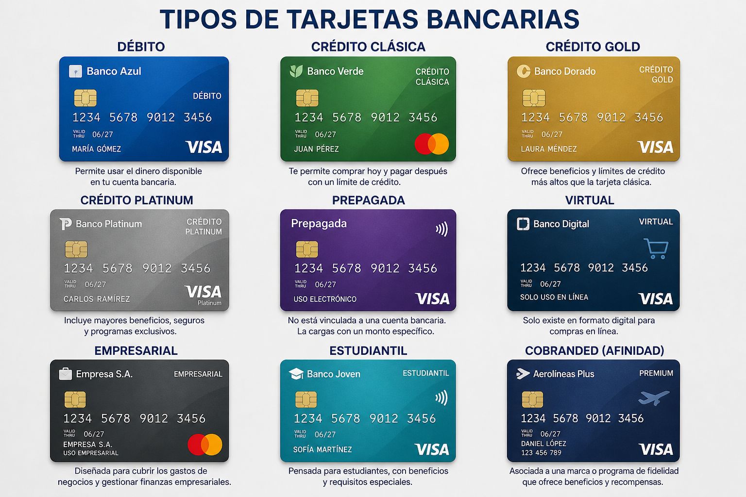 Tipos de tarjetas bancarias